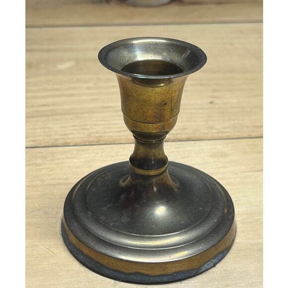 Vintage Small Brass Candle Stick Holder. 3" Tall. Round Base. Decor - Picture 1 of 7